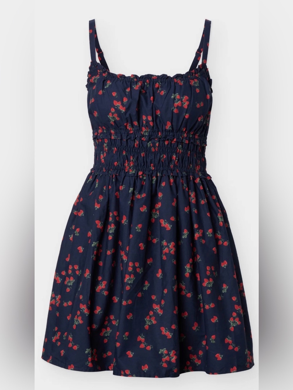 Abercrombie & Fitch Navy Dress with Red Strawberry Print